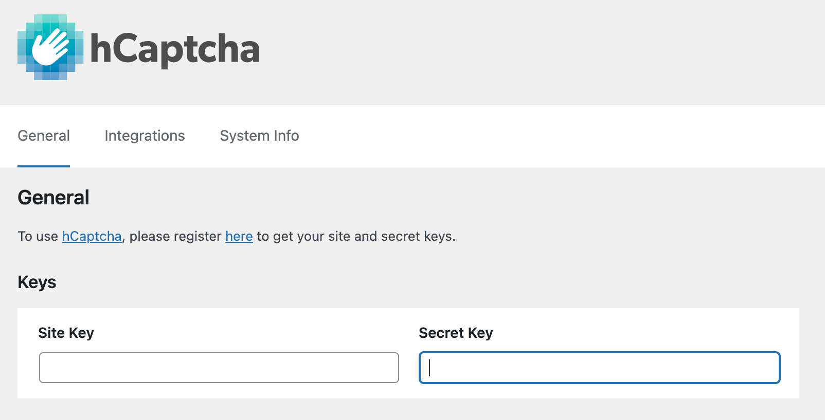 Screenshot of the hCaptcha for WordPress plugin settings page